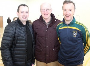 Henry Burrows, John Higgins and Chairman of John Mitchels GAA Club, Matt Moloney, at the John Mitchels Registration Day on Sunday. Photo by Dermot Crean