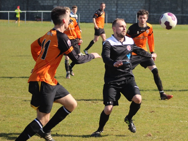 James Sugrue for Dynamos looks to control the ball. Photo by Gavin O'Connor. 