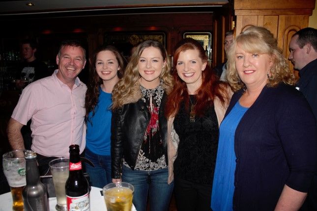 Paul O'Connor, Louise O'Connor, Hannah Ryan, Fiona O'Connor and Carmelita Ryan at the Q14 gig in The Meadowlands Hotel on Friday. Photo by Dermot Crean
