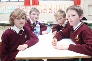 Taking part in the Gaelscoil Mhic Easmainn table quiz as part of Seachtain Na Gaeilge were, from left: Martin Vladev, Ciaran Collins, Robert Vasiu and Cormac Lynch. Photo by Gavin O'Connor. 