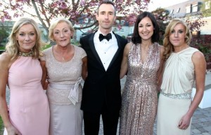 The late Tommy Brosnan's family, at the Primrose Black Tie Gala Ball at the Ballygarry House Hotel on Friday night. From left; Kate, Marelda, Niall, Aisling and Niamh Brosnan. Photo by Dermot Crean