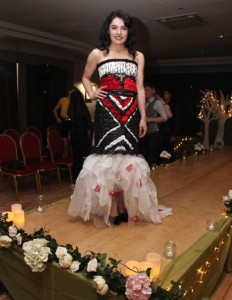 Grace Claro at the Gaelcholáiste Chiarraí Transition Year Students Fashion Show at the Ashe Hotel on Wednesday night. Photo by Dermot Crean