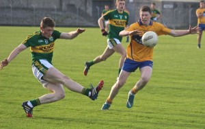 Kerry's, Brian O Seanachain, fires a shot towards goal in the Munster Quarter Final against Clare in Austin Stack Park on Wednesday evening. Photo by Gavin O'Connor. 