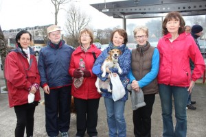 At the annual Kerry Hospice Walk were,  from left: Helen Heaslip, Marian O'Mahony, Marian Leen, Mary O'Callaghan and dog Rusty, Mary O'Leary and Phil Sexton. Photo by Gavin O'Connor. 