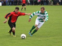 Tralee Dynamos, Danny Roche in possession against Carrick United. Photo by Dermot Crean.