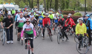 Cyclists taking off at the start of the Fenit Lifeboat Cycle from O'Donnell's Mounthawk on Saturday morning. Photo by Dermot Crean