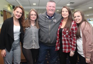 Rebecca Hawkins, Michaela O'Brien, Joe Quirke, Amy Quirke and Sadhbh Lawlor at the Rockies Night At The Dogs on Friday night. Photo by Dermot Crean