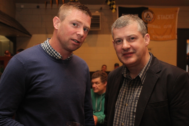 Tomas O'Se and Kevin Mcstay, at the launch of RTE's championship coverage in the Austin Stacks clubhouse. Photo by Gavin O'Connor.
