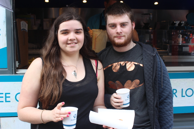 At the Credit Union Coffee & Crepes Van day, were from left: Mary Mahon and Conor Thompson. Photo by Gavin O'Connor. 