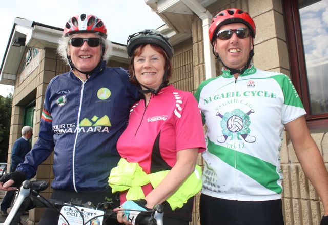John Galvin, Anne O'Riordan and Paudie Moriarty who took part in the Na Gaeil GAA Club cycle on Saturday morning. Photo by Dermot Crean