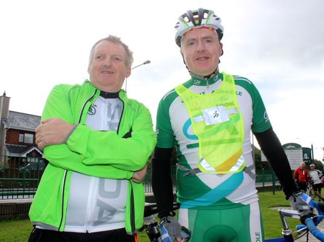 John McAdams and Tim O'Connell who took part in the Na Gaeil GAA Club cycle on Saturday morning. Photo by Dermot Crean