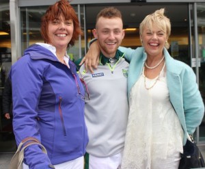 Barry John Keane with his aunt Bernice Hoffman and his mother Kayrena, outside the Croke Park Hotel after the match on Sunday. Photo by Dermot Crean