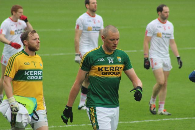 Kieran Donaghy, leads the parade with Brendan Kealy, following. Photo by Dermot Crean. 