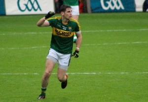 Paul Geaney, cheers one of his scores against Tyrone on Sunday. Photo by Dermot Crean. 