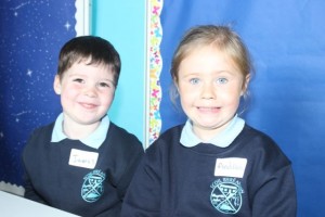 Junior infants pupils on their first day at school in O'Brennan on Thursday. Photo by Dermot Crean