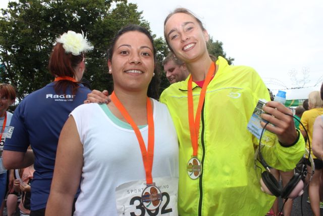 Inez Veldaeo and Laura Perez after running the Rose of Tralee 10k on Sunday morning. Photo by Dermot Crean