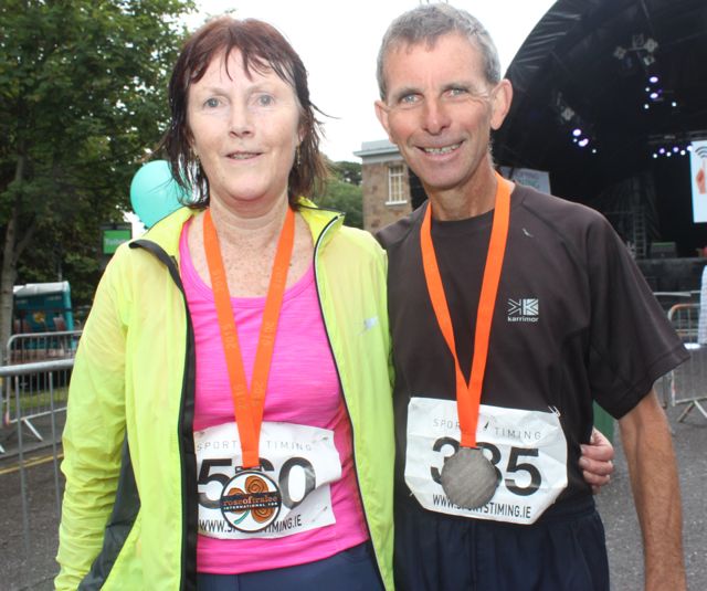 Phyliss O'Herlihy and Tommy Moran after running the Rose of Tralee 10k on Sunday morning. Photo by Dermot Crean