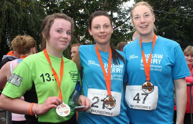 Rachel Malone, Trina Casey and Edel Broderick after running the Rose of Tralee 10k on Sunday morning. Photo by Dermot Crean