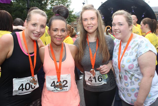 Mairead O'Connor, Sarah Ward, Michelle James and Lorraine Byrne after running the Rose of Tralee 10k on Sunday morning. Photo by Dermot Crean