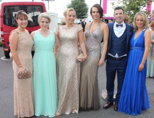 Caroline McEnery, Alison Nulty, Lorraine Scroope, Catherine Scroope, Chris Bentley and Elaine Kinsella who attended the Rose Ball at the Dome on Friday night. Photo by Dermot Crean