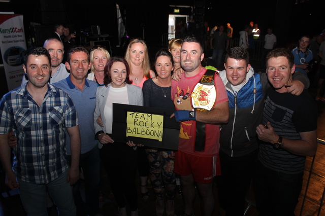 At the Blue Collar Boxing Event in the Dome for the Kerry Cancer Support Group, were Philip Moriarty and his supporters. Photo by Gavin O'Connor. 