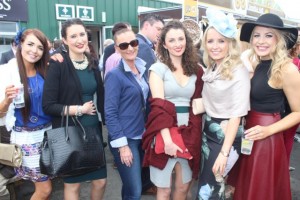 Alison Lynch, Siobhan Nolan, Anita Barry, Catherine Twomey, Caoimhe Scannell and Lucille Fennell, Ballylongford, enjoying Ladies Day at Listowel Races on Friday. Photo by Dermot Crean
