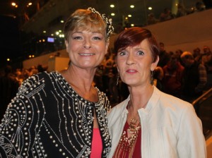 Olivia Wall and winner of the Best Dressed Lady competition, Christine Hurley, enjoy the Mitchels GAA Club night at the dogs on Saturday night. Photo by Fergus Dennehy. 