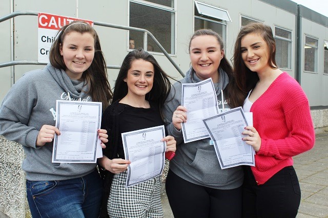 Collecting their Junior Certificate Results were, Mercy Mounthawk, students, from left: Ashling McGlaughlin, Leanne O'Brien, Allie McCord, Emely Quirke. Photo by Gavin O'Connor. 