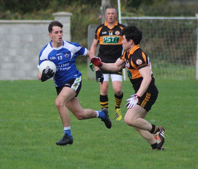 Kerins O'Rahilly's, Jack Savage, looks fir an opening. Photo by Gavin O'Connor. 