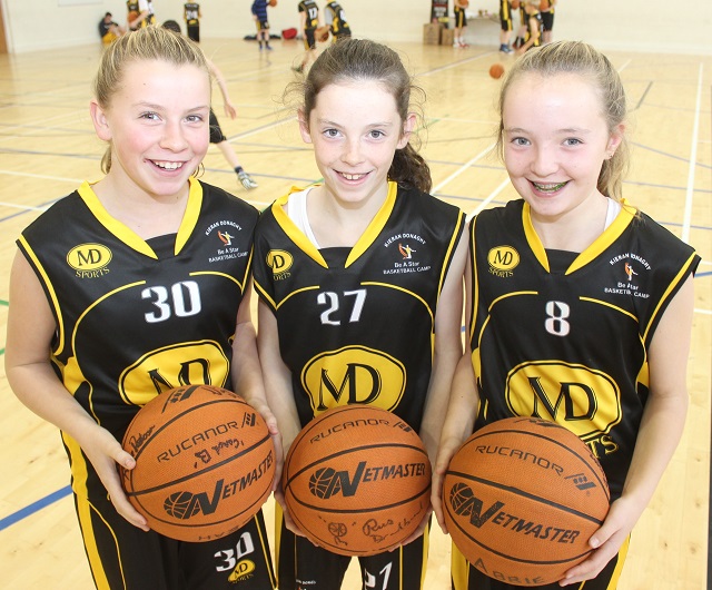 At the 'The Kieran Donaghy Be A Star Basketball Camp' were, from left: Liah Boyle, Siona Tangney, Abby Mahony. Photo by Gavin O'Connor. 
