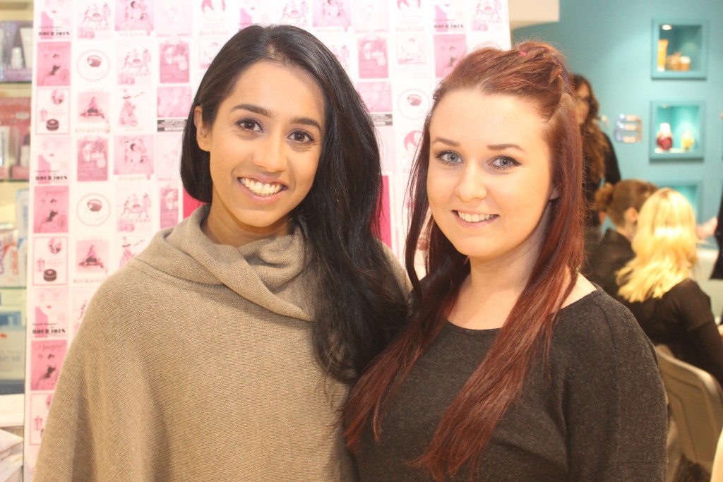 At the Tara O'Farrell, make demonstration in CH Chemist were, from left: Ammie Bhatti and Nicole Moriarty. Photo by Gavin O'Connor.