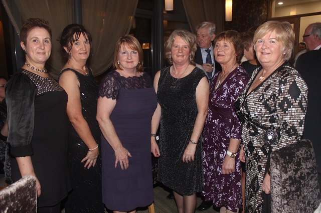 At the Tralee Golf Club annual social in the Ballyroe Hotel were, from left. Isabel Manscera, Geraldine Nolan Tighe, Angela Deenihan, Siobhain Stack and Janette Leen. Photo by Gavin O'Connor.