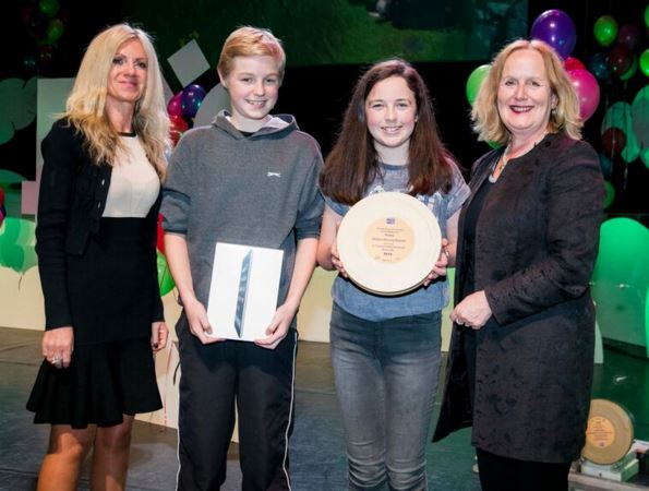 Pictured at the 11th FÍS Film Festival are, Eoin Murphy and Jessica Galvin from St. Finian’s NS, who received the Award for ‘Outstanding Achievement in Drama’, for their film “Micko’s Missing Medals”