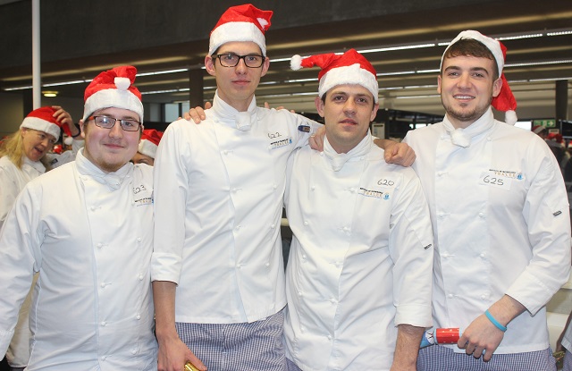 At the IT Tralee, Christmas Cracker world record breaking attempt in the North Campus were, from left: Jean'luc King, Mandeas Baskys, Geve Genigus and Jack Cahill. Photo by Gavin O'Connor. 