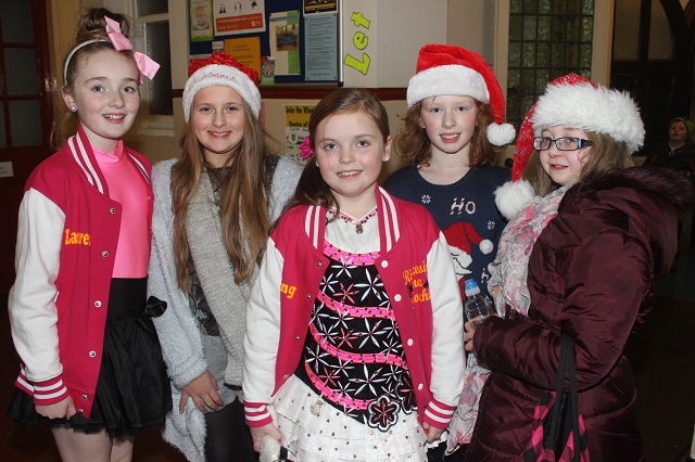 Performing in the Presentation Primary School Christmas Concert were, from left: Lauren Smullan, Roxanna Szczygeielek, Aisling O'Donnell, Olivia Dillon and Kealan O'Shea. Photo by Gavin O'Connor. 