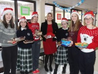 Maeve Pearse, Simone Hunt, Chiombhe Hanifin, Marian Cronin, Ashling O'Brien, Rosin Curran and Eva McCormick at the Presentation Secondary School Santa Hat Day in aid of Ronald McDonald House. Photo by Gavin O'Connor.