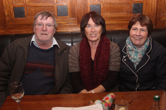At the Ray of Sunshine Table Quiz were from left: Kieran Moriarty, Maureen Guerin and Breda O'Regan. Photo by Gavin O'Connor. 
