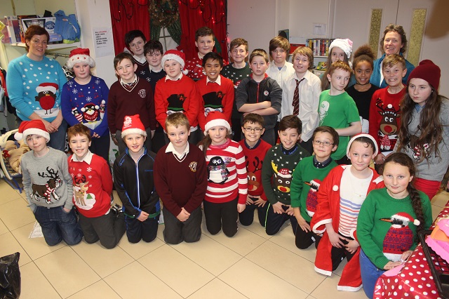 Holy Family fifth class pupils, who performed at the St Vincent de Paul Customer Appreciation. Photo by Gavin O'Connor. 