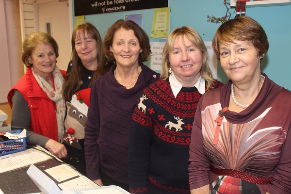 At the St Vincent de Paul Customer Appreciation day were volunteers were, from left: Sally Smith, Helen Locke, Eileen Holden, Kathrine Quill and Kathrine Magner. Photo by Gavin O'Connor. 
