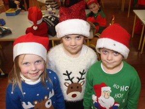 Pupils taking part in the Scoil Eoin Balloonagh Christmas Concert were, from left: Caoimhe Shanahan, Ella O'Sullivan and Seamus Keenan. Photo by Gavin O'Connor. 