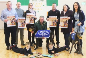 Launching the Blennerville National School Night at the Dogs Fundraiser, were in front: Wiktor Kopec and Lilly May Mullins. Back: Mike O'Connor, Tom Cronin, Nora Corradan, Johnny Kelly, Terry O'Sullivan, Maura O'Donnell and Denise Shanahan. Photo by Gavin O'Connor. 