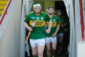 Kilmoyley's, Daniel Collins, as captain leads out Kerry against Limerick in the Gaelic Grounds in the Munster Senior Hurling League earlier this year. 