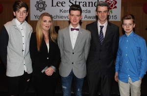 At the Lee Strand/Kerry Garda Youth Achievement Awards 2016 were, from left. Dylan, Denise, Darren, Michael and Devin Byrnes. Photo by Gavin O'Connor