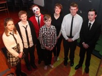 The Duisigh theater group performers are, from left: Eibhlis Beirne, Saoirse Ferris, Pierse O'Brien, Conor O'Brien, Kate Moore, Dylan Harris and Robert Jones. Photo by Gavin O'Connor.
