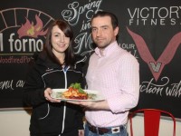 Susanna Donohue of Victory Fitness and Mike Moriarty of Il Forno Restaurant at the launch of their new healty eating menu at the restaurant on Monday. Photo by Dermot Crean