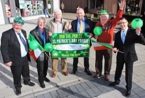 Launching the Tralee St Patricks Day Parade were, from left. Sean Lyons, Michael Gaffeney, Johnnie Wall, Frank Hartnett, Danny Leen and John Drummey. Photo by Gavin O'Connor. 