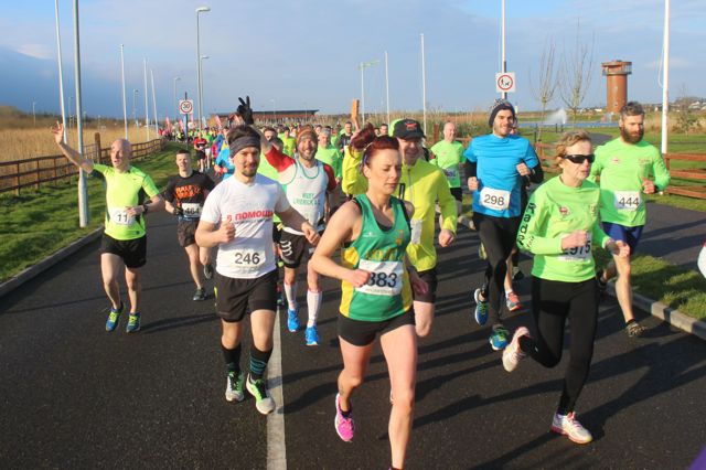 Runners at the start of the Valentine's 10 Mile Road Race from Tralee Wetlands on Sunday morning. Photo by Dermot Crean
