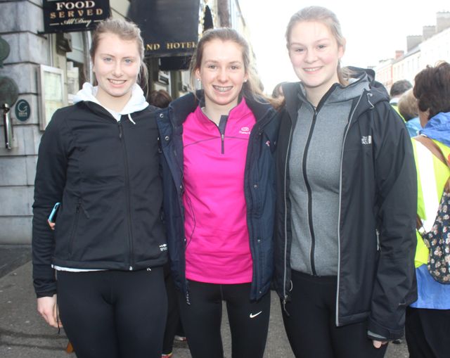Katie Nagle, Jenny Fox and Shauna Flynn at the start of the Kerry Hospice Good Friday Walk at the Grand Hotel. Photo by Dermot Crean