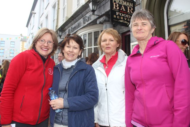 Grainne Hayes, Gail Daly, Kay McNamara and Maria O'Neill at the start of the Kerry Hospice Good Friday Walk at the Grand Hotel. Photo by Dermot Crean