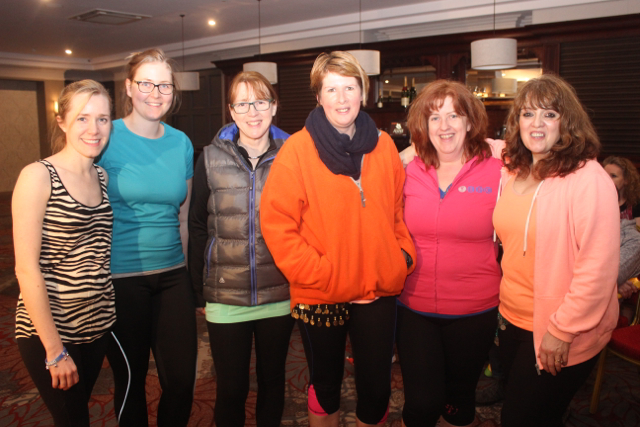 Kelly Mannix, Elizabeth Kuehling, Anna Lynch, Kerrie Davoren, Pauline Lynch and Alison Kelly at the Zumbathon for Inspired in The Ashe Hotel on Friday. Photo by Dermot Crean